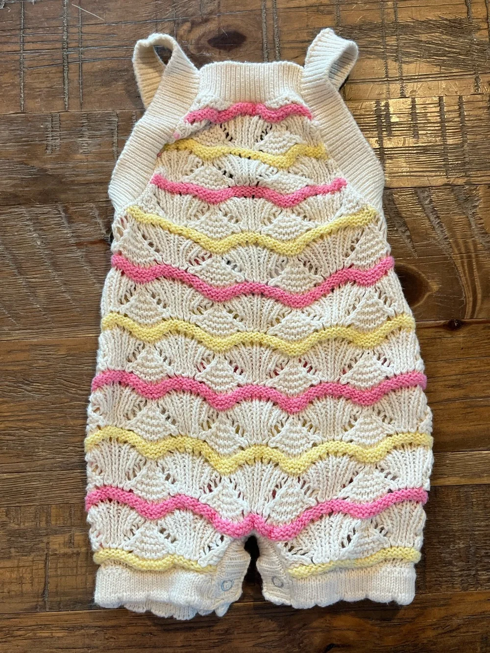 Old Navy Cream Knit Baby One-Piece with Pink and Yellow